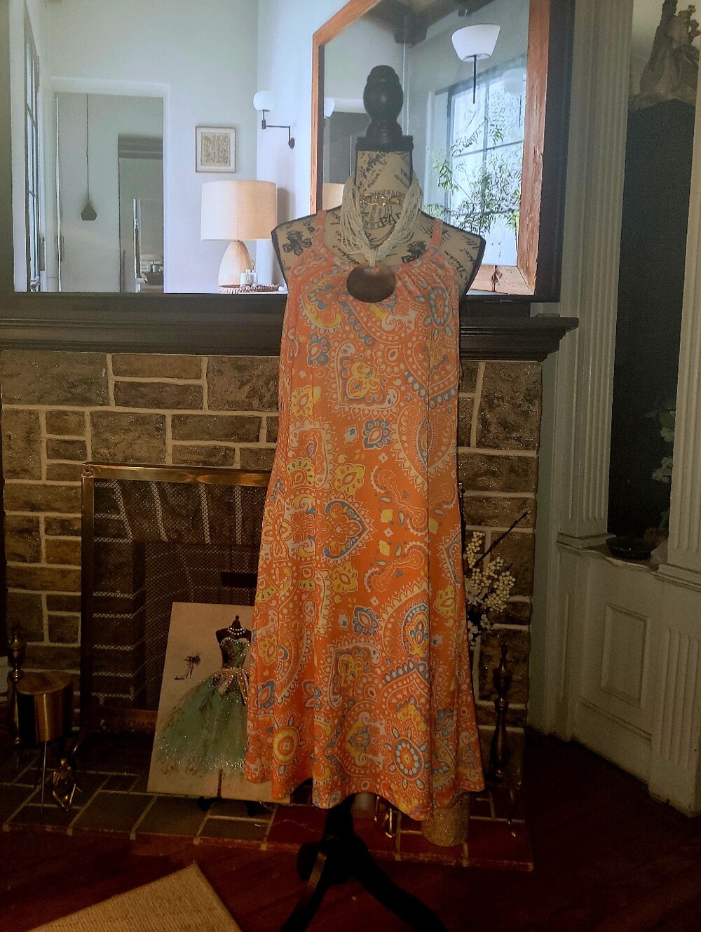 Lily Orange Paisley Sleeveless Midi Dress